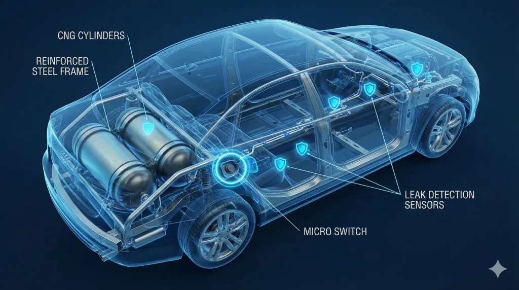 CNG Cylinders Safety And Strong Chassis