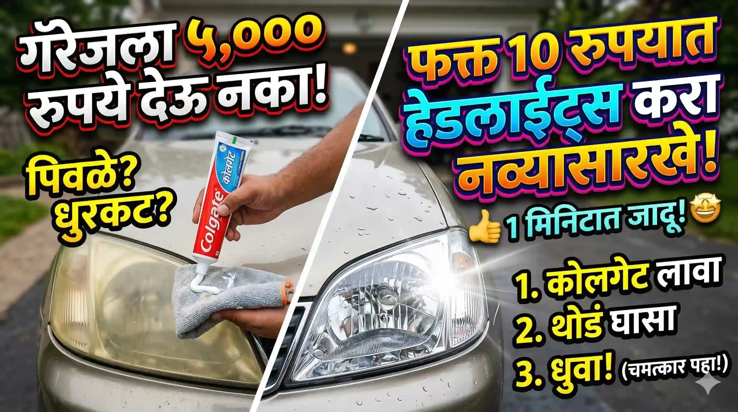 how to clean yellow car headlights with toothpaste