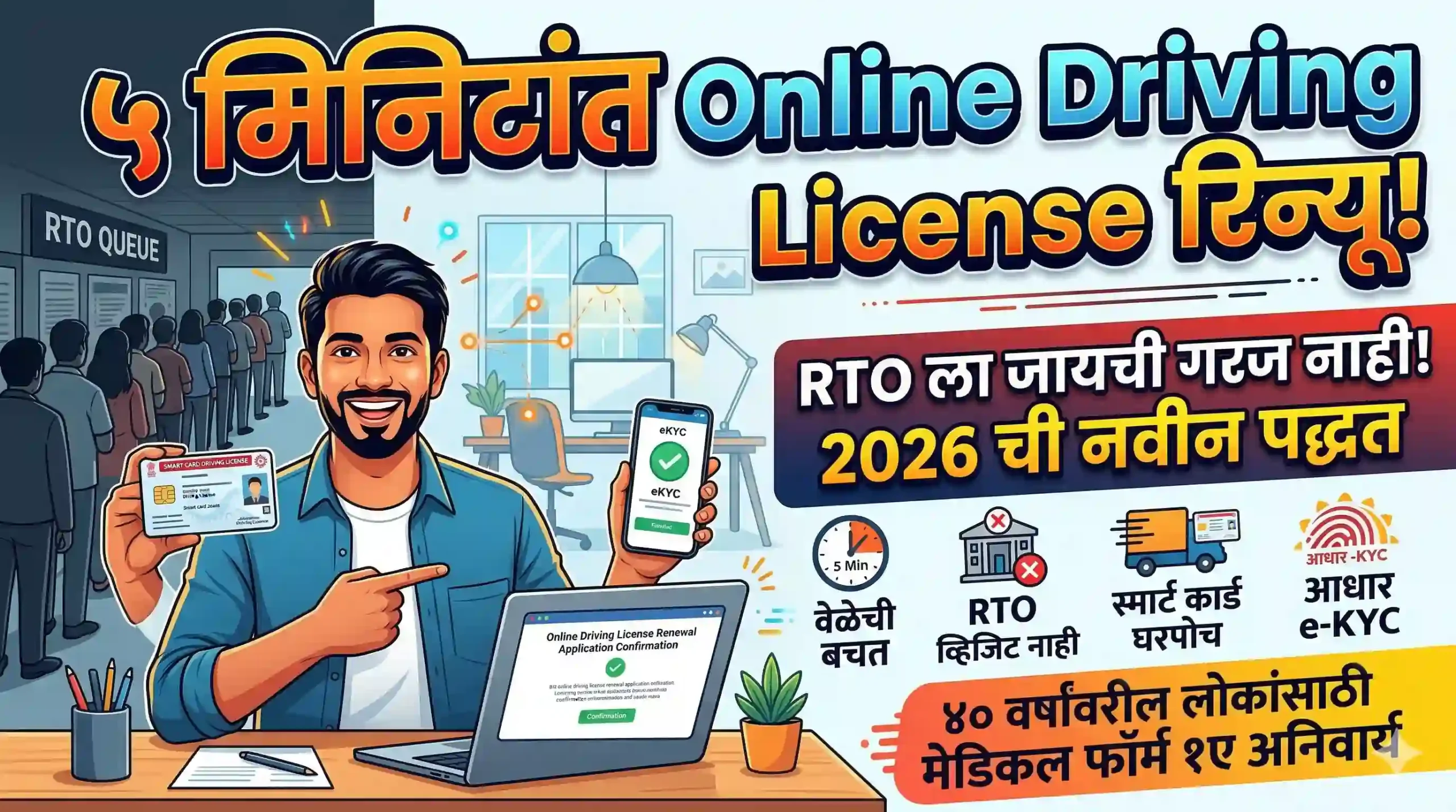 online driving license renewal without RTO visit